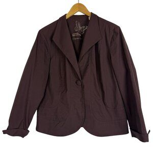 Coldwater Creek Women’s One-Button Blazer Jacket 14 Brown Cotton Blend Lined
